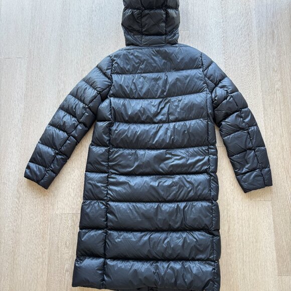 🖤 H&M Black Long Down Puffer Coat Size S | Hooded Warm Winter Jacket - Picture 4 of 6